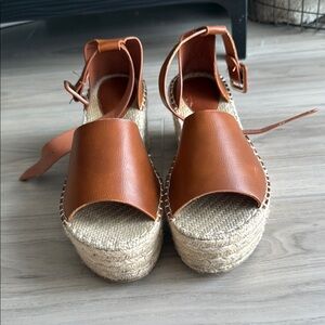 Brown Leather Espadrille Sandals